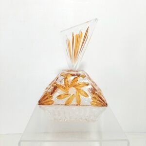 Elegant Art GlassPerfume Bottle with Amber Accents  .Geomeyeic and Floral